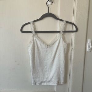 Brandy Melville White Lace Trim Camisole Tank Top
